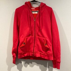 J. Crew Hot Pink Sherpa Fleece Zip Up Hooded Sweatshirt - Size Medium